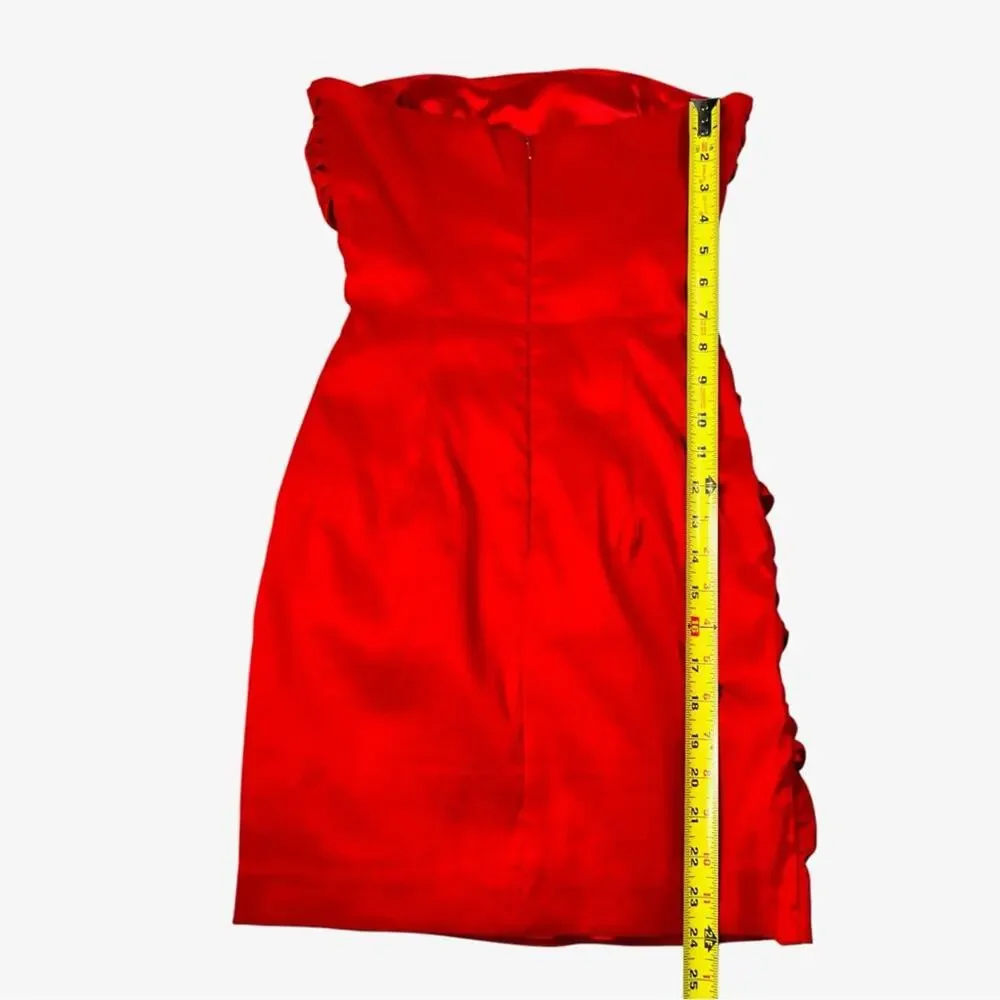 Jessica McClintock Red Satin Ruched Bandage Dress 6 Retro Vamp Party Y2K USA
